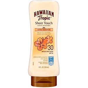 Hawaiian Tropic Sheer Touch, Lotion Sunscreen Ultra Radiance SPF 30, 8 oz (Pack