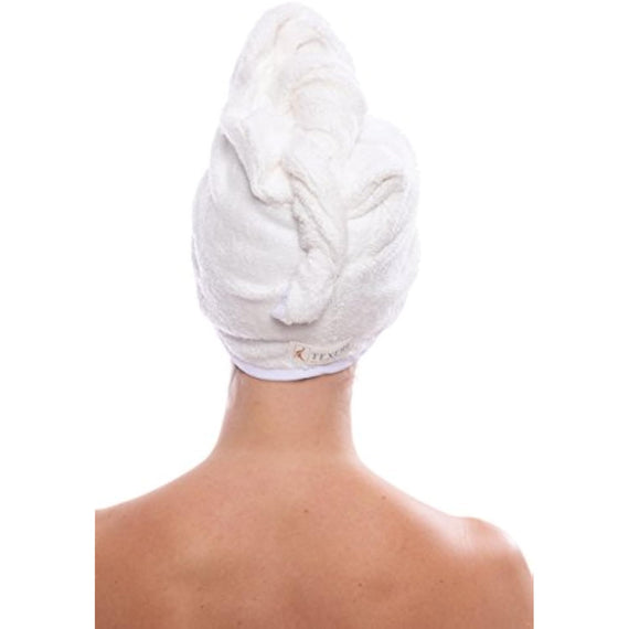 Texere Women's Bamboo Viscose Hair Towel (Tya, Natural White, U)