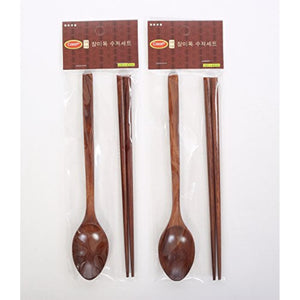 100% Natural Reusable Wooden 9" Spoon and Chopstick Set, 1 Pairs - Like New