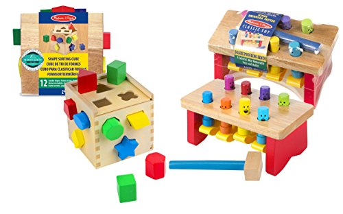 Melissa & Doug Shape Sorting Cube with Pounding Bench