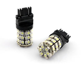 Zone Tech 2x White/Amber 60-SMD LED Switchback Signal Lights Bulbs 3157 3155