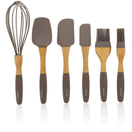 Juvale Baking Utensils Silicone Kitchen Set (6 Piece Set), Wood Handles - Like New