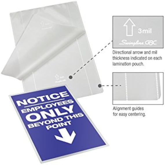 Swingline GBC Thermal Laminating Sheets / Pouches, Letter Size, Speed Pouch,