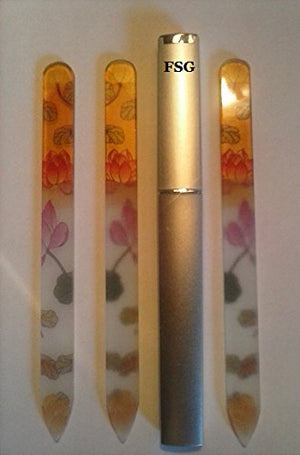 3 Piece Crystal Nail File Set - 5.5 inch Medium Quality Crystal Nail Files with