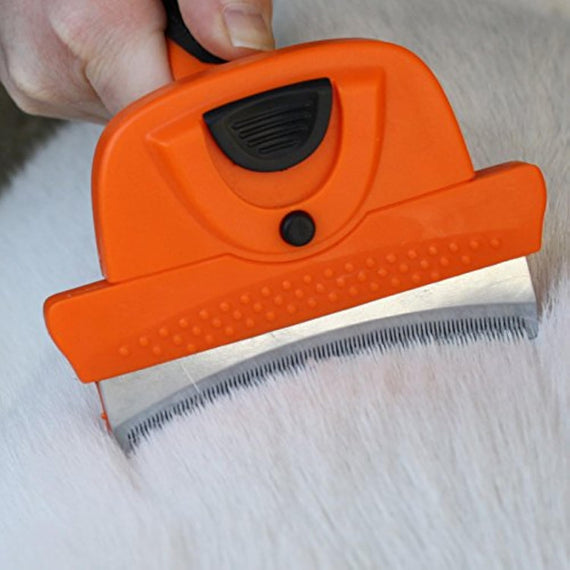 GoPets Deshedding Tool with Self Cleaning Curved Comb, Sturdy and Ergonomic