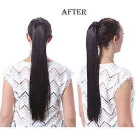 Onedor 24" Straight Wrap Around Ponytail Extension for Women. Premium Synthetic