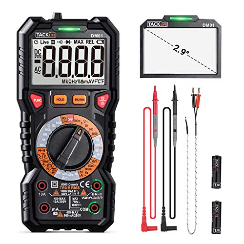 Digital Multimeter TRMS 6000 Counts,LED Intelligent Indicator Jack, Manul