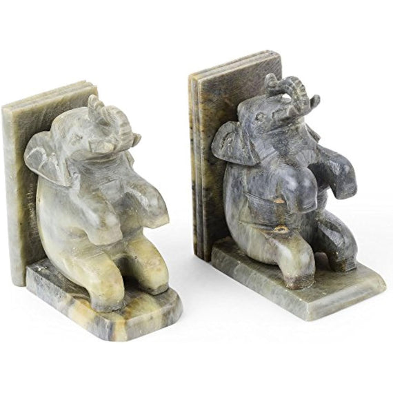 Rusticity Marble Book End Support - Elephant | Handmade | (4.5x4 in) SET OF 2