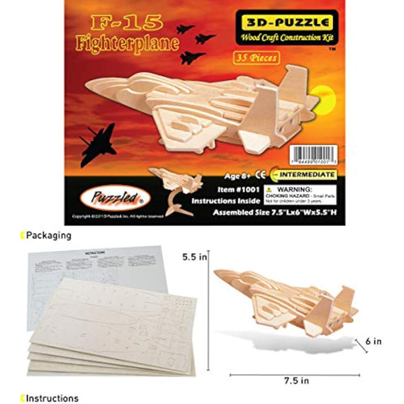 Puzzled F15 Fighterplane Woodcraft Construction Kit