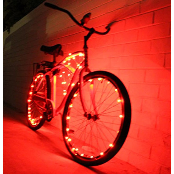 Bike Wheel Lights (2 Pack)- Colorful Accessory (Red)