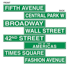 Beistle New York City Paper Street Signs 4 Piece Wall Cutouts, Awards Night