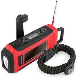 Horizons Tec HT-747 Emergency NOAA Weather Radio. Solar & Hand Crank Powered,