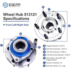 ECCPP 513121 Wheel Bearing Hub Front Wheel Hub and Bearing Assembly Allure,