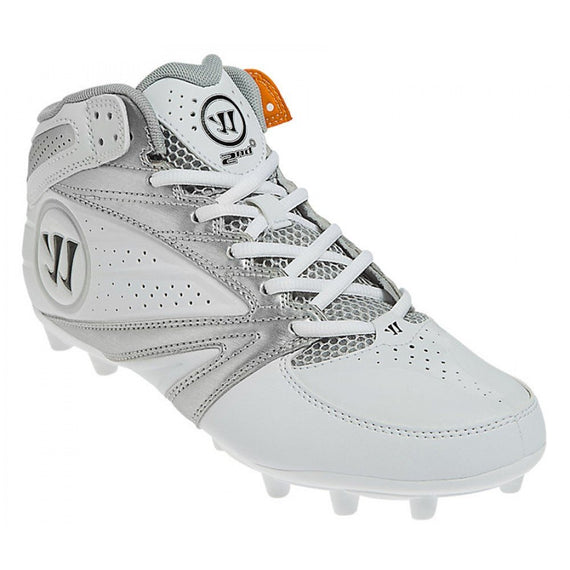 WARRIOR Mens Second Degree 3.0 Lacrosse Cleats - Size: 10, White/silver