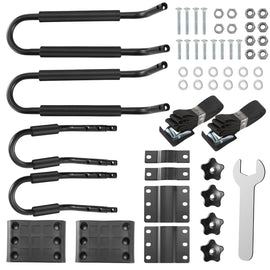 1 Pair Universal J-Bar Kayak Carrier 220LBS Load Heavy Duty Canoe Car Top Mount Carrier Roof Rack w/ 2Pcs Tie Down Straps