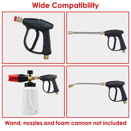 1/4in High Pressure Car Washer Sprayer 3000PSI Car Foam Spray Power Short Wand M22-14