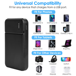 10000mAh/20000mAh/30000mAh Fast Charging Power Bank PD18W Fast Charger Portable Phone Charger with 1 USB Cable Fit For IOS Phone 15 14 13 And More