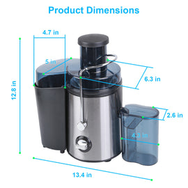 1000W Centrifugal Juicer Juice Extractor with 2 Speeds 2.6in Wide Feed Chute 17Oz Juicer Cup 54Oz Pulp Collector Electric Juicer for Fruits Vegetables