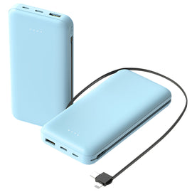 10000mAh Power Bank Portable Phone Charger External Battery Pack with LT & Type-C Double-ended Cable Type-C USB Cable Fit For IOSPhone 14 Android And More