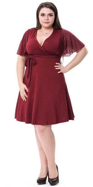 SAPPHYRA WOMENS SWEETHE FLARE DRESS RED 5X PLUS.