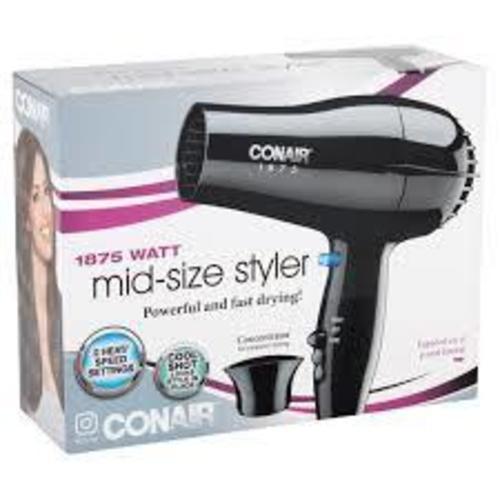 ConairÂ® 1875 W Mid Size Hair Dryer BLACK - Very Good