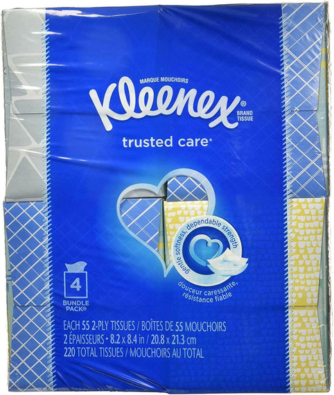 Kleenex Facial Tissue - 55 2-ply Box, 4 Pack,Designs may vary